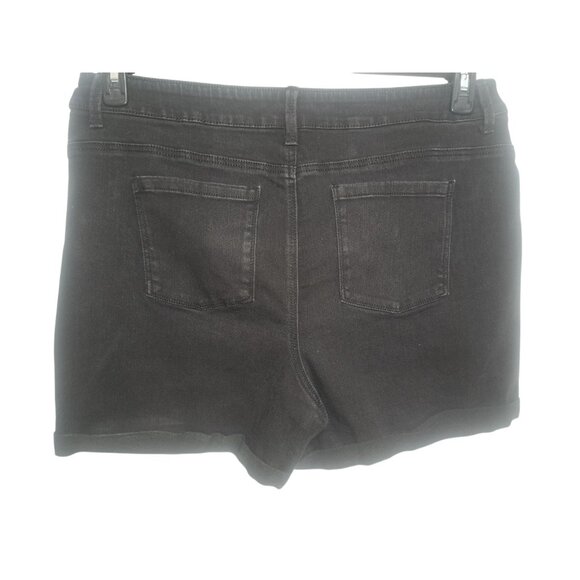 Time & Tru Womens Black Denim Shorts XL(16-18) Stretch Mid-Rise Casual - Picture 7 of 7